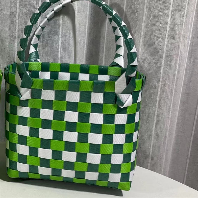 Women's & Children's & Woven Vegetable Basket Beach Colorful Handbags