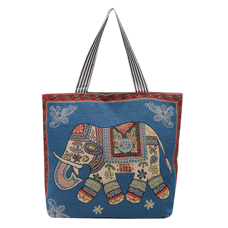 Group Purchase Large Canvas Business Live Cartoon Animal Elephant Shoulder Bags