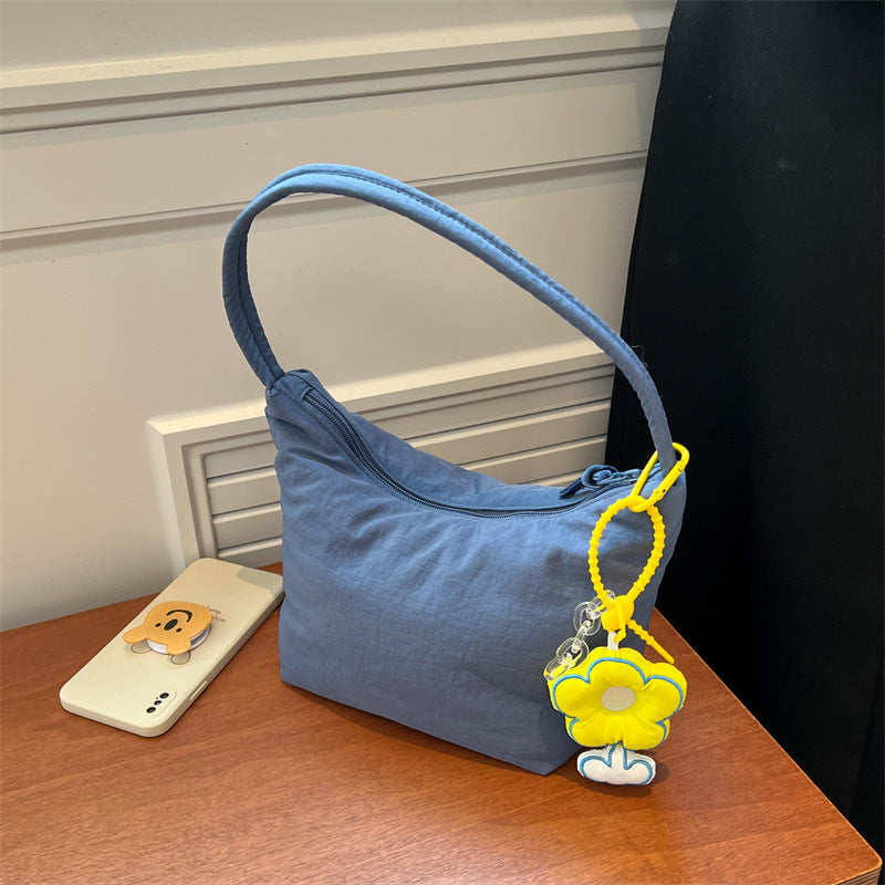 Women's Capacity Soft Glutinous Nylon Cloth Simple Underarm Handbags