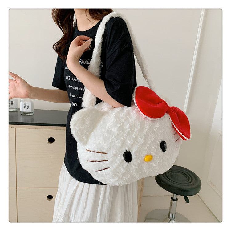 Plush Cartoon Make-up Cute Portable Big Face Street Fashion Cat Bags