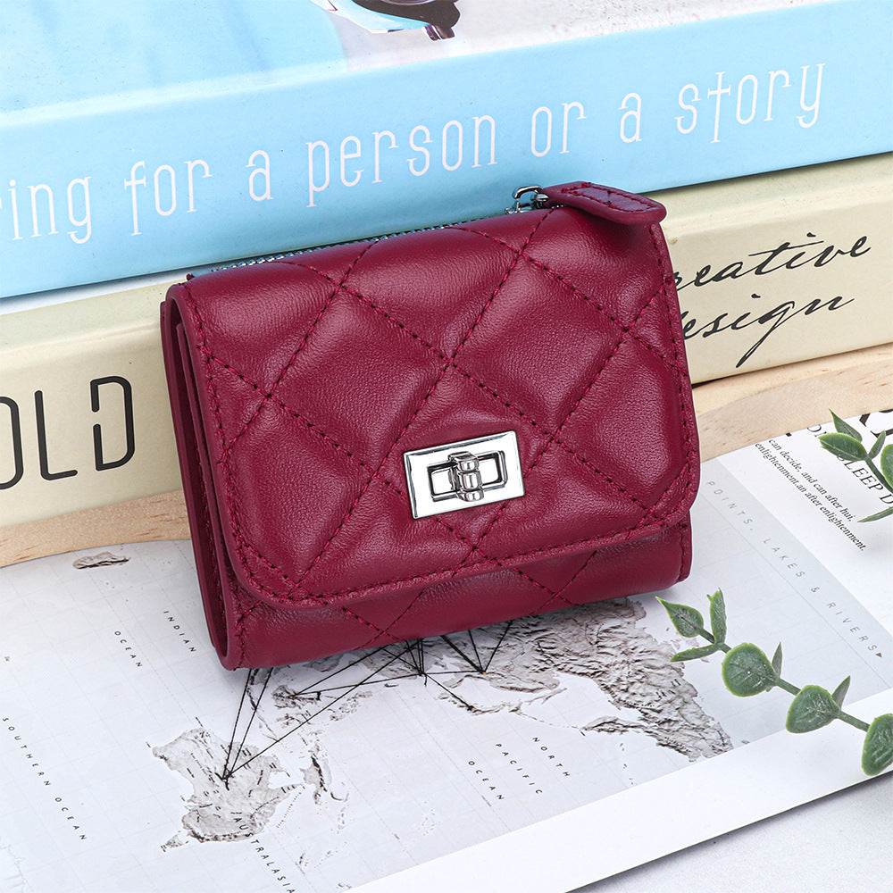 Genuine Leather Spring Short Sheepskin Banknote Ladies Wallet