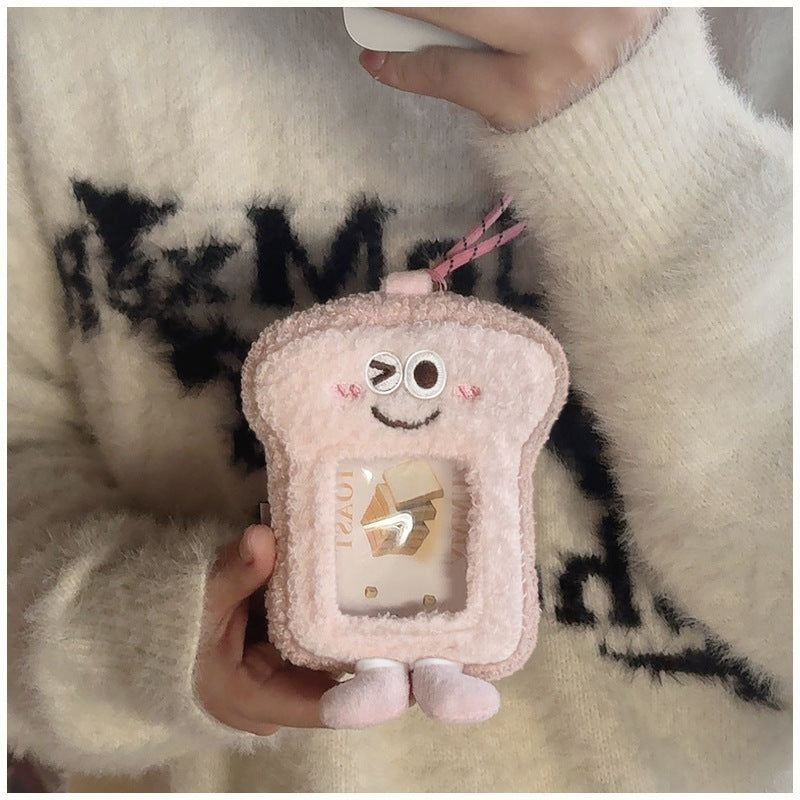 Plush Transparent Cartoon Earphone Boarding Learning Card Holder