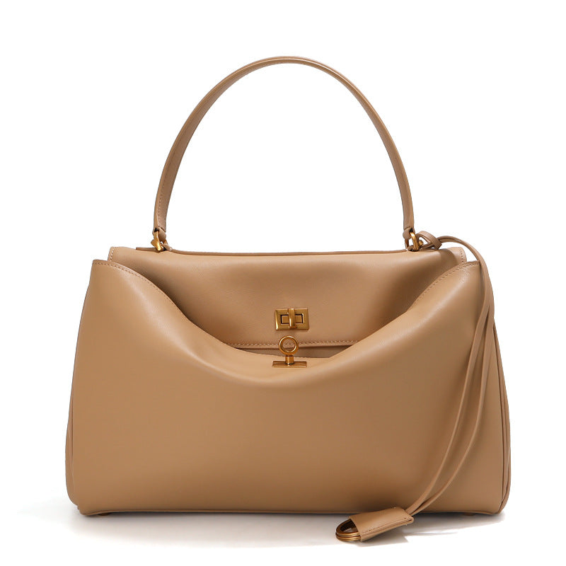 Women's Genuine Leather Strict Retro Soft Large Capacity Commuter Underarm Tote Bags