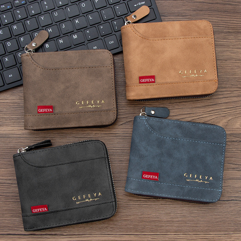 Men's Retro Short Swiping Zipper Source Purses