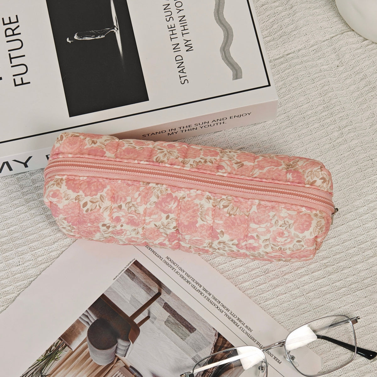 Wind Large Capacity Fabric Bow Printing Buggy Minority Simple Stationery Bags