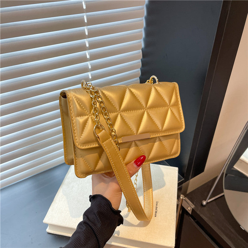 Color Simple Elegant Rhombus Embroidery Thread Korean Style Trendy Beautiful Women's Shoulder Bag