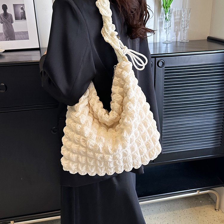 Pleated Cloud Versatile Large Capacity Seersucker Crossbody Bags