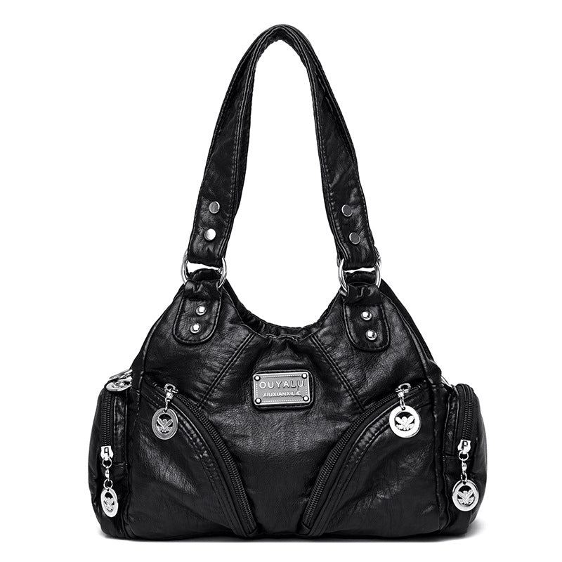 Women's Summer Retro Motorcycle Fashion Solid Color Crossbody Bags
