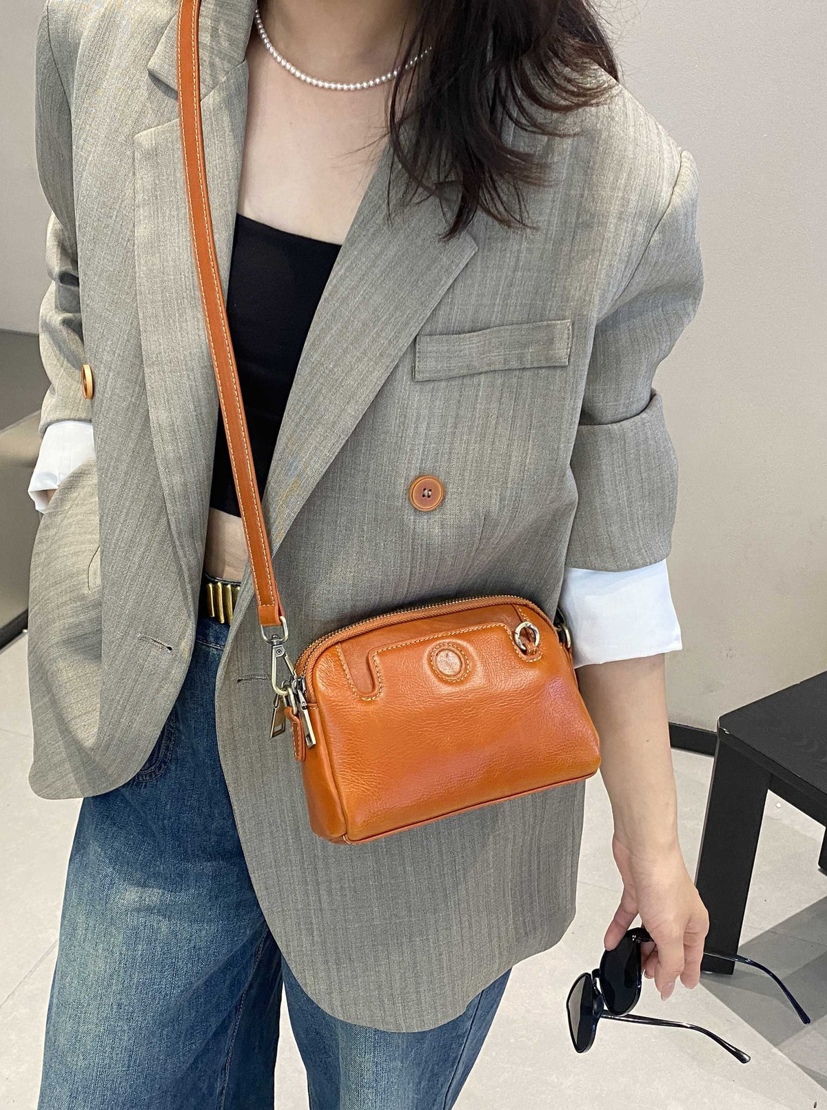 Women's Change Mahjong First Layer Cowhide Single Women's Messenger Bag