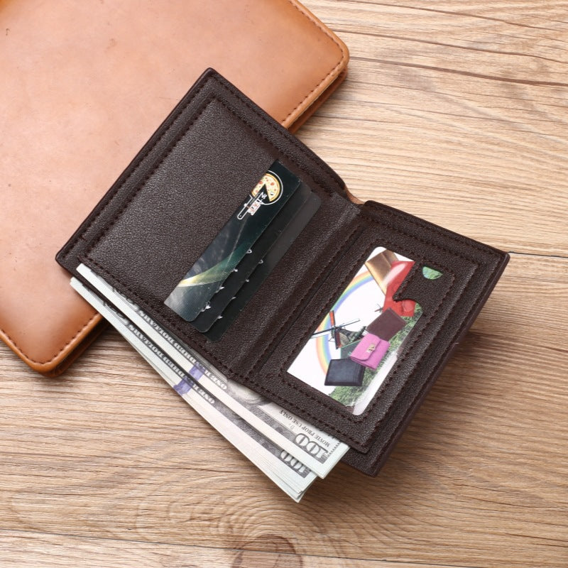 Men's Korean Style Blue Iron Edge Horizontal Vertical Card Holder