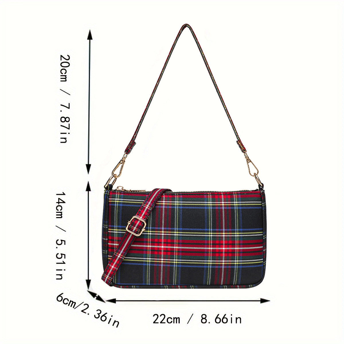 Women's Handmade Retro Red Plaid French Stick Handbags