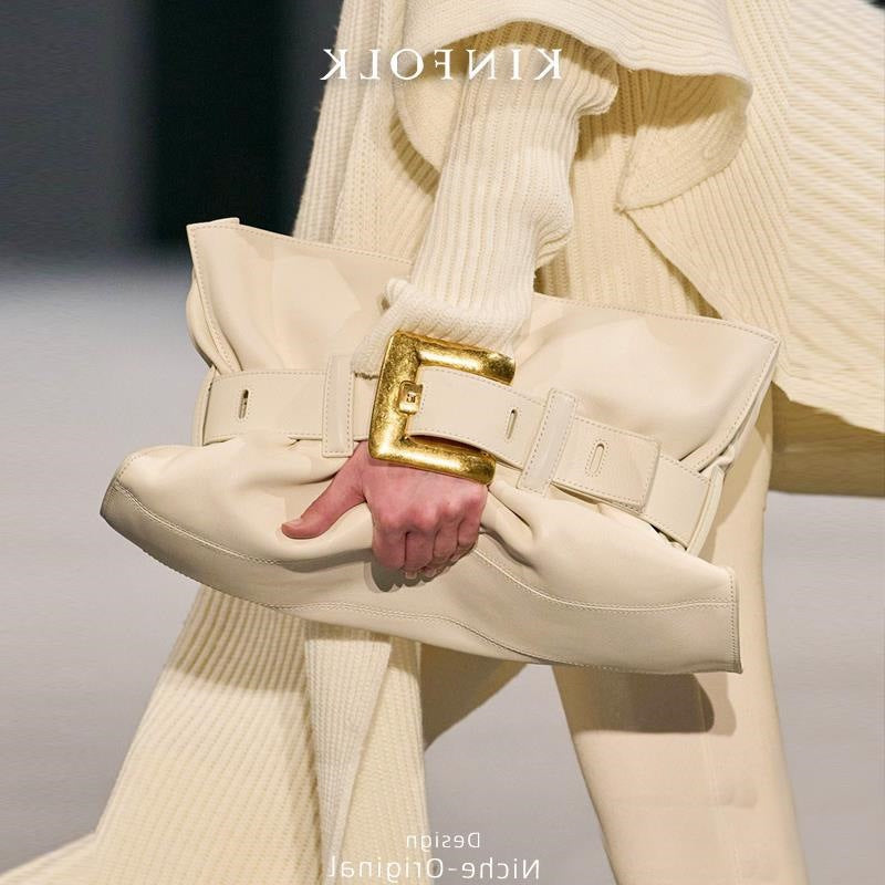 Soft Leather Cloud Crocodile Pattern High Texture Pleated Big Bags
