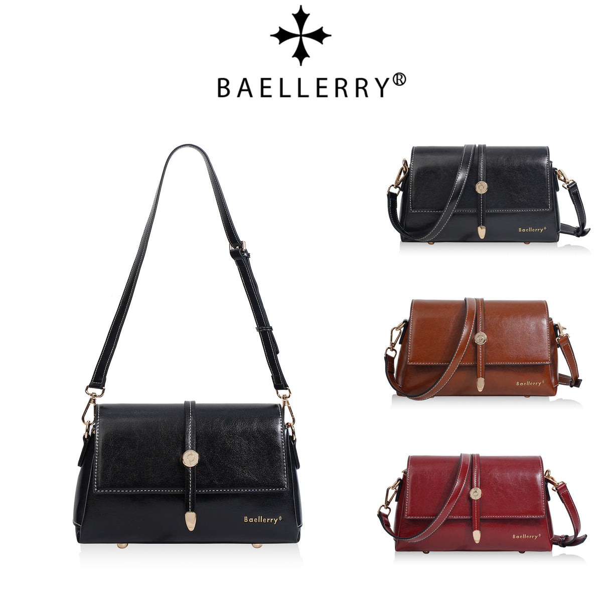 Women's For Retro Oil Wax Skin Metal Clasp Women's Shoulder Bag