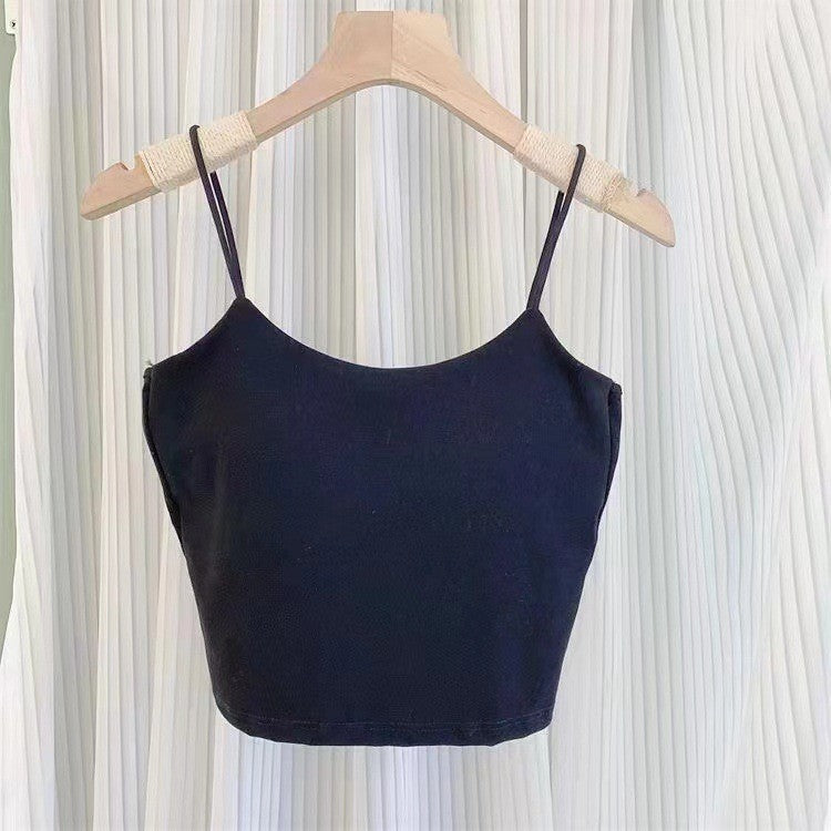 Women's Beauty Back Sleeveless Short Top With Chest Tanks Camis