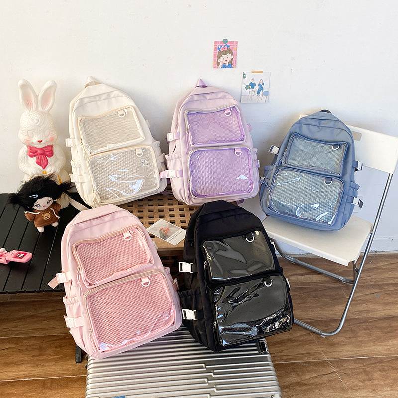 Women's Transparent Bar Badge Cartoon Two-dimensional Comic Backpacks