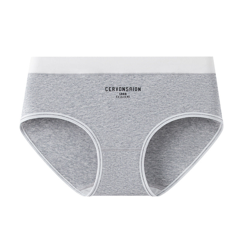 Women's Antibacterial Cotton Underwear Printed Mid Waist Panties