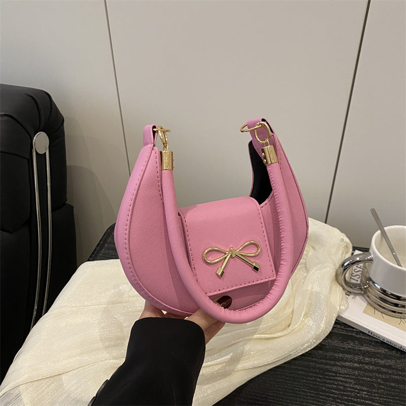 Women's Underarm Simple Retro Solid Color Spring Bow Fashion Women's Shoulder Bag