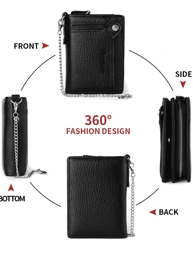 Men's Chain Retro Driving License Zipper Men's Wallets