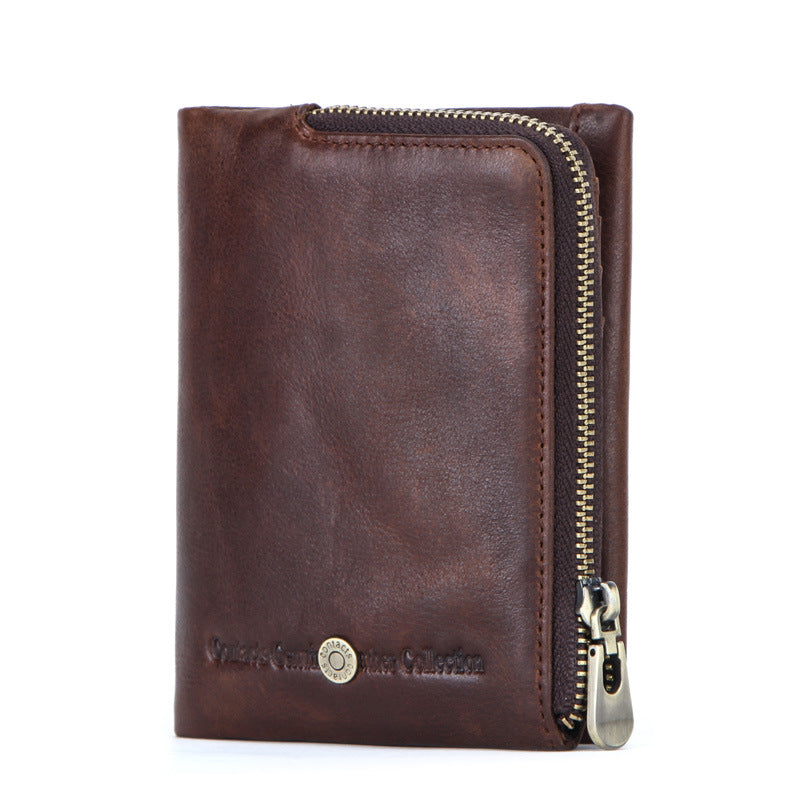 Men's Black Angel Swiping First Layer Cowhide Fashion Men's Wallet