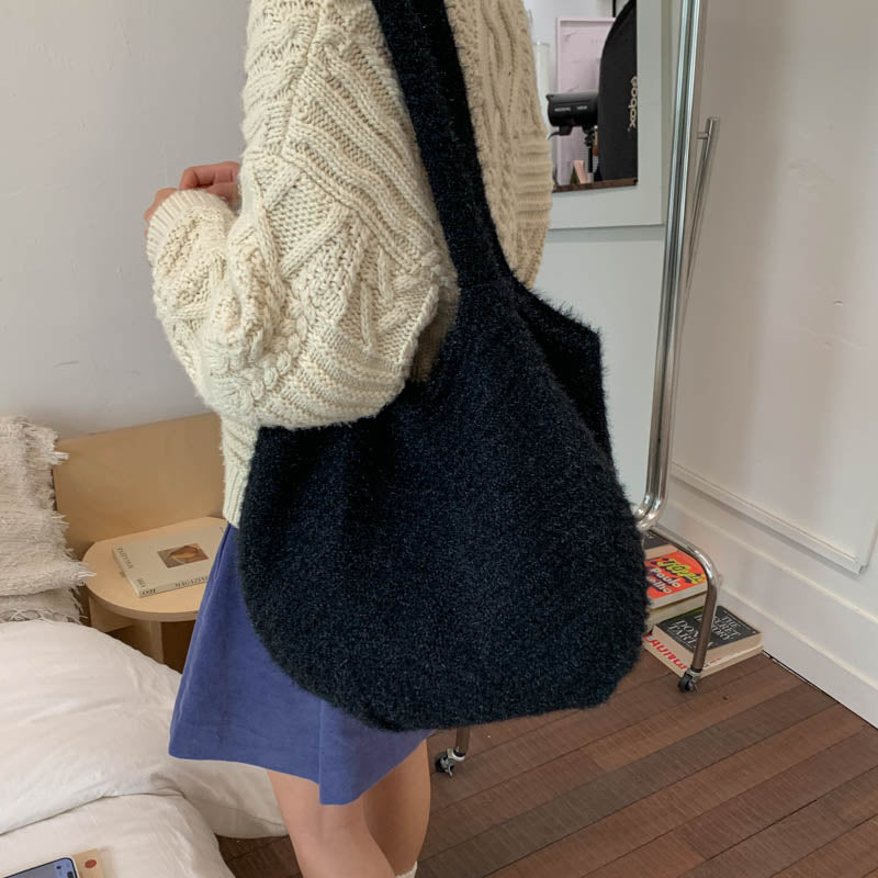 Women's Cotton Thread Woven Knitted Large Capacity Women's Shoulder Bag