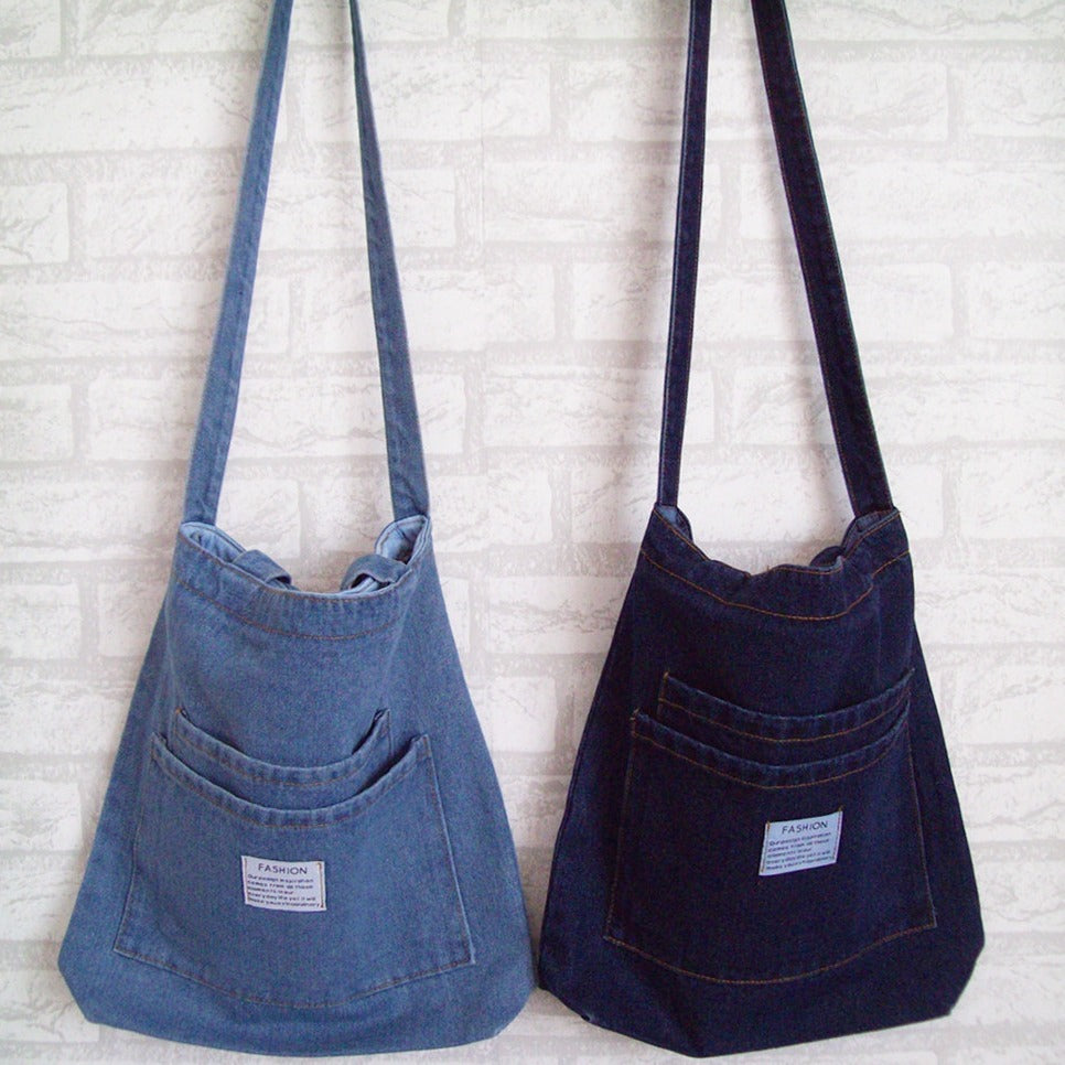 Style Jean Canvas Denim Large Shopping Mom Women's Messenger Bag