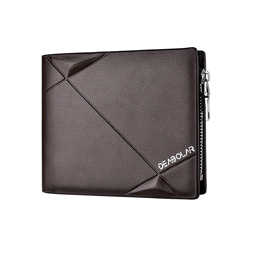 Men's Short Horizontal Zipper Personality Business Male Men's Wallets