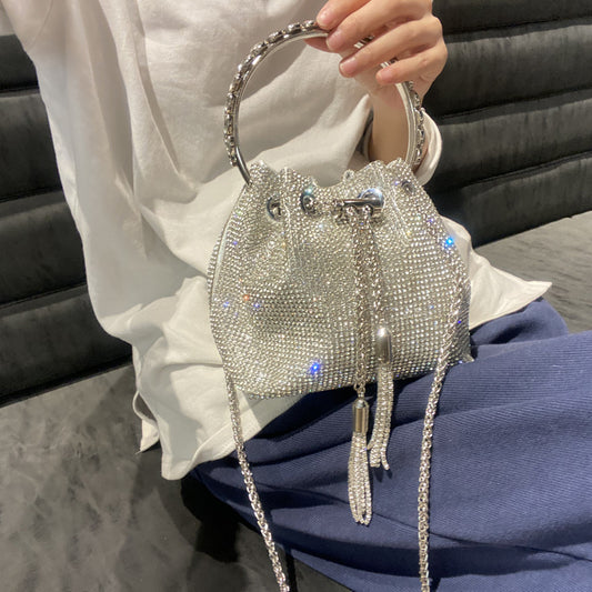 Women's Beautiful Rhinestone Round Chain Diamond Shoulder Bags