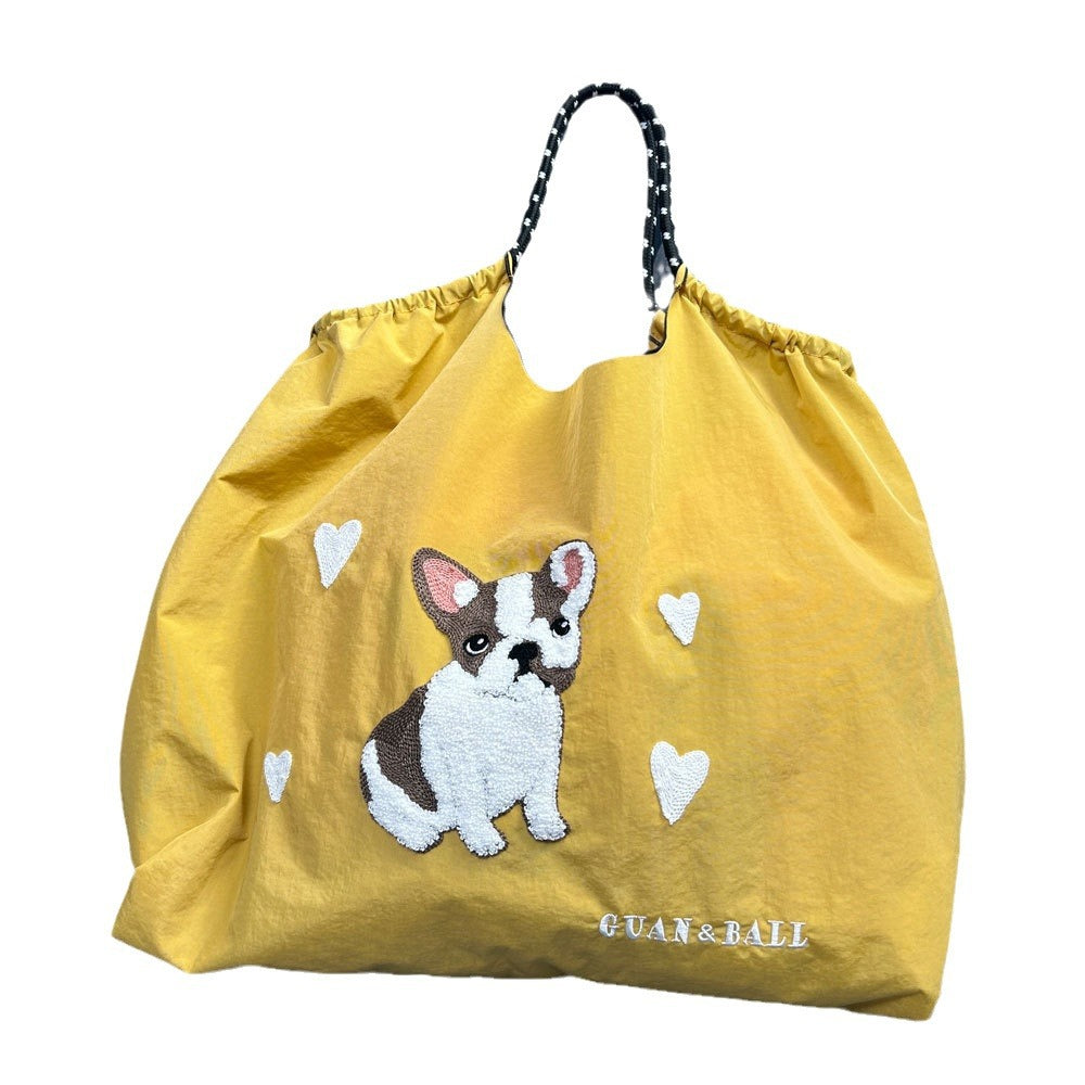 Round Upper Body Cute Dog Towel Embroidery Handbags