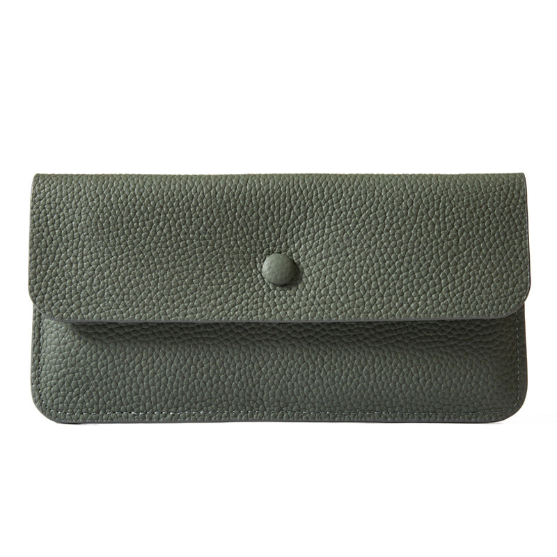 Women's Envelope Yellow Long Cowhide Clutch Leather Bags