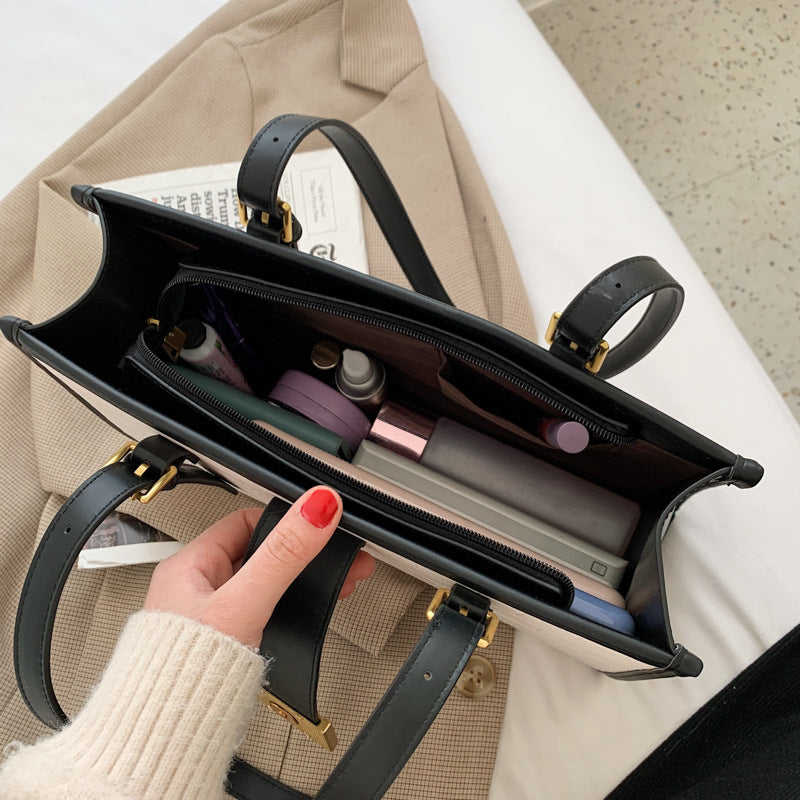 Autumn French Style Large Capacity Female Niche Stone Pattern Fashionable Women's Shoulder Bag
