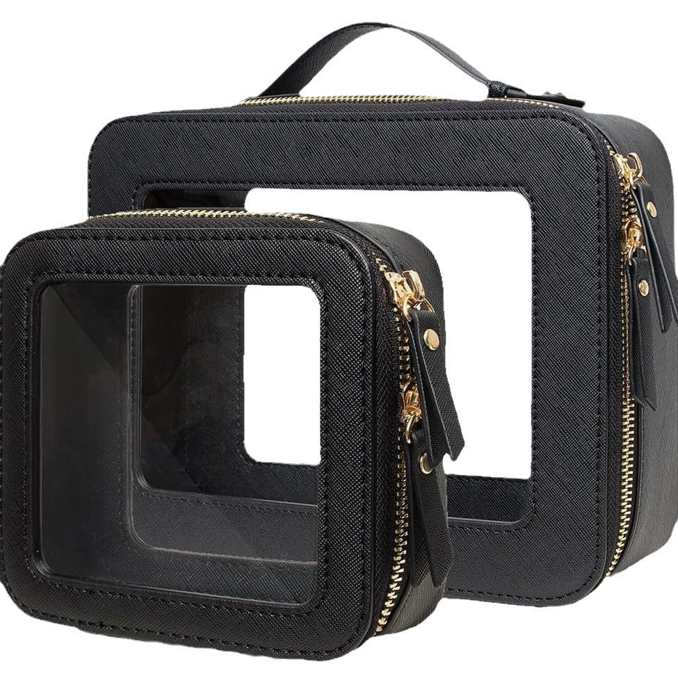 Two-piece Set With Visual Window Size Essential Storage Makeup Bag