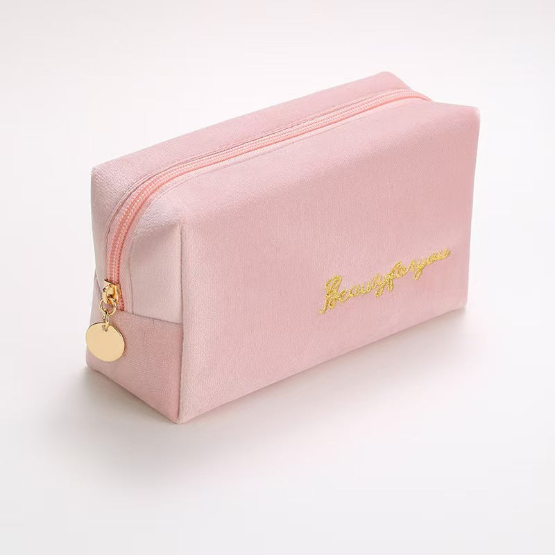 Plush Good-looking Storage Flannelette Large Capacity Embroidery Cosmetic Bags