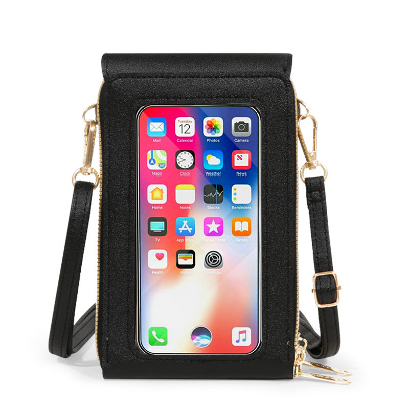 Women's Fashionable Leather Touch Screen Mobile Retro Solid Bags