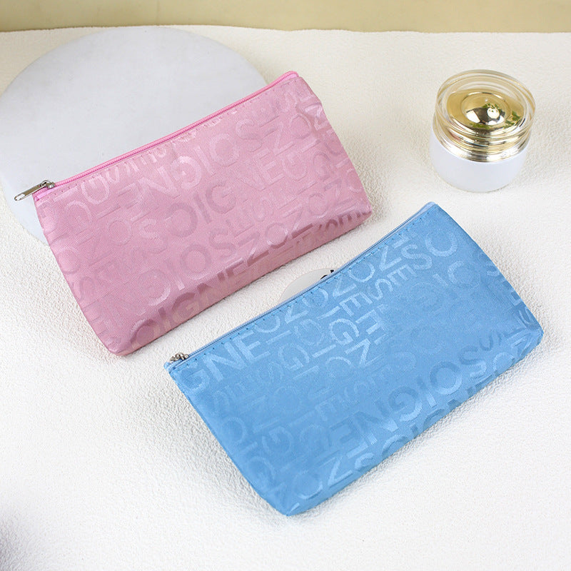 Women's Korean Leisure Letter Jacquard Horizontal Hand-held Cosmetic Bags