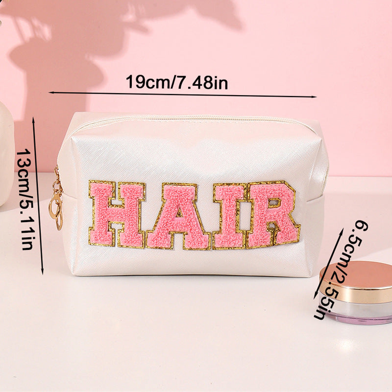 Towel Embroidery Letter Octagonal Storage Portable Cosmetic Bags