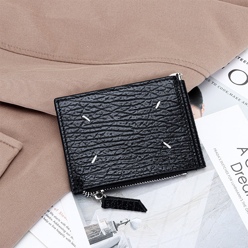 Women's & Men's Leather Dollar Clip Short Cash Zipper Purses