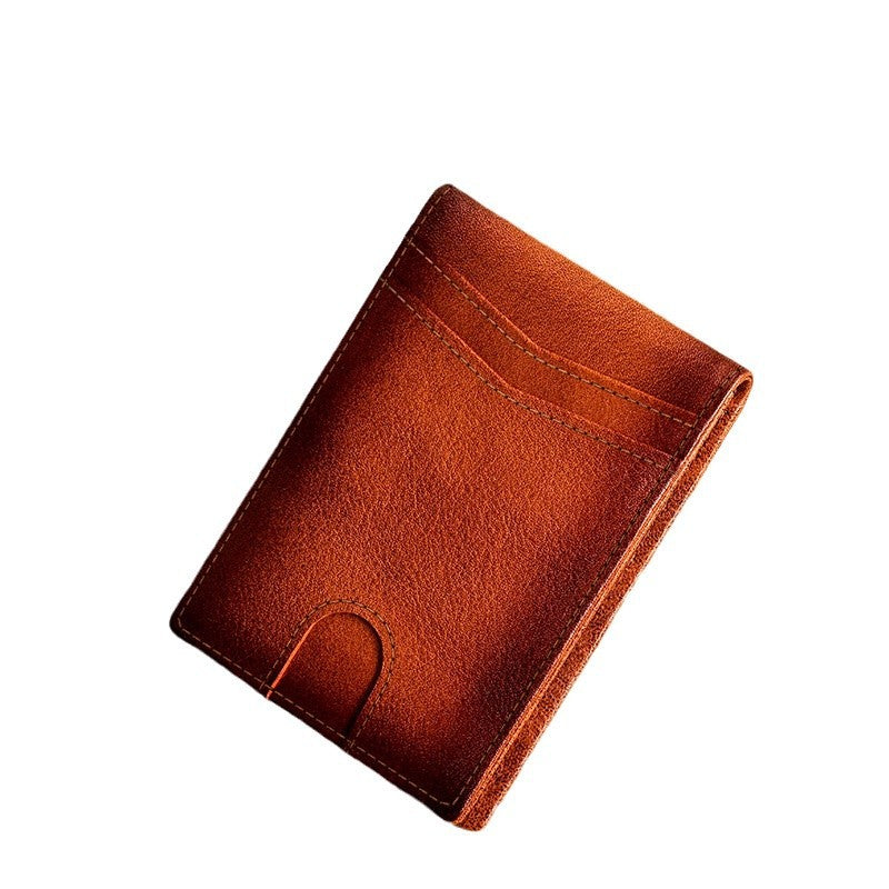 Men's Leather Multiple Slots Gold Clip Cowhide Certificate Men's Wallet