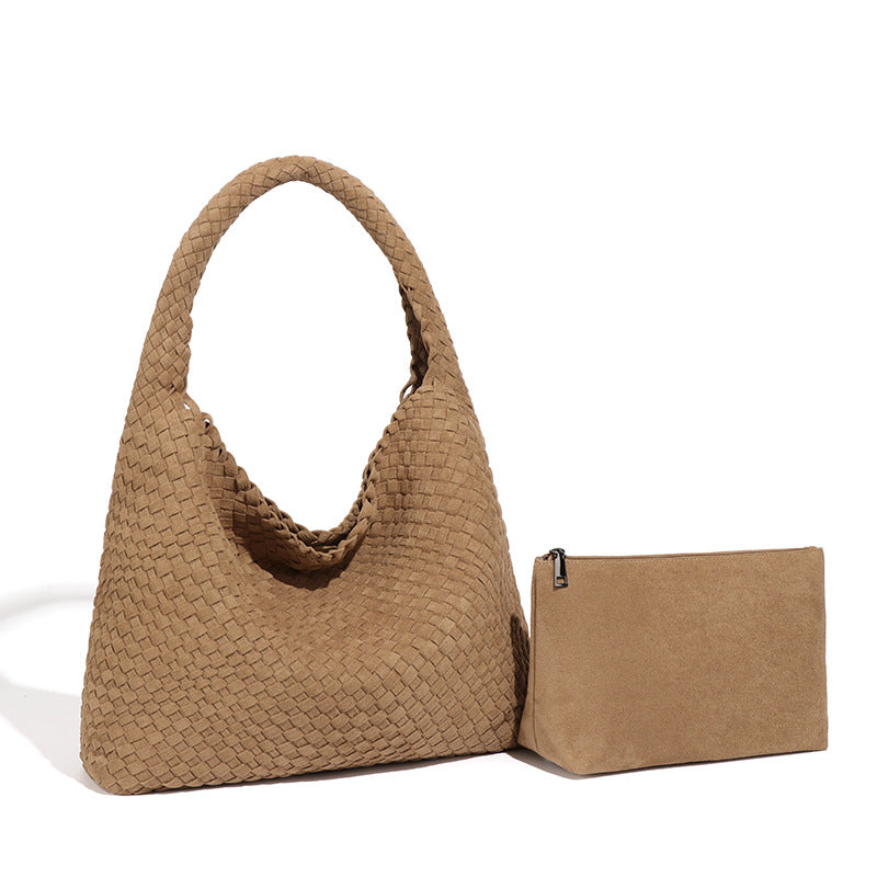 Women's Handmade Woven Idle Style Single Underarm Bucket Bags