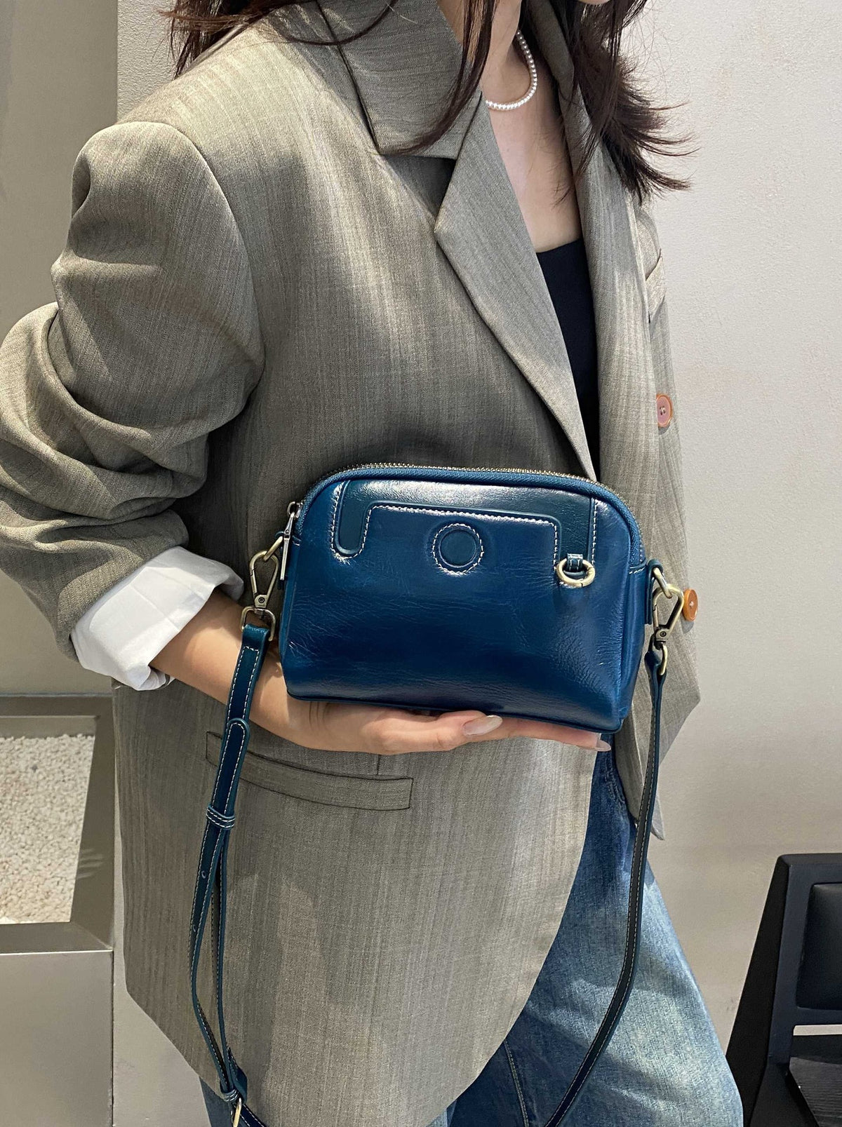 Women's Change Mahjong First Layer Cowhide Single Women's Messenger Bag