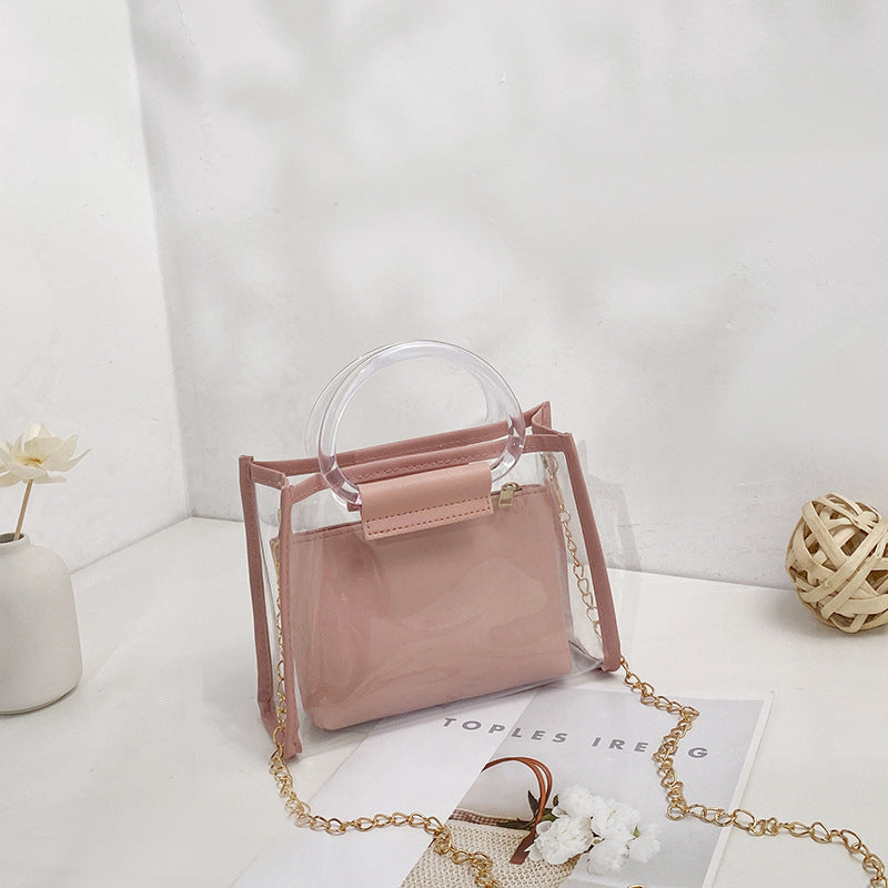 Women's Mother Two-piece Set Transparent Chain Shoulder Bags