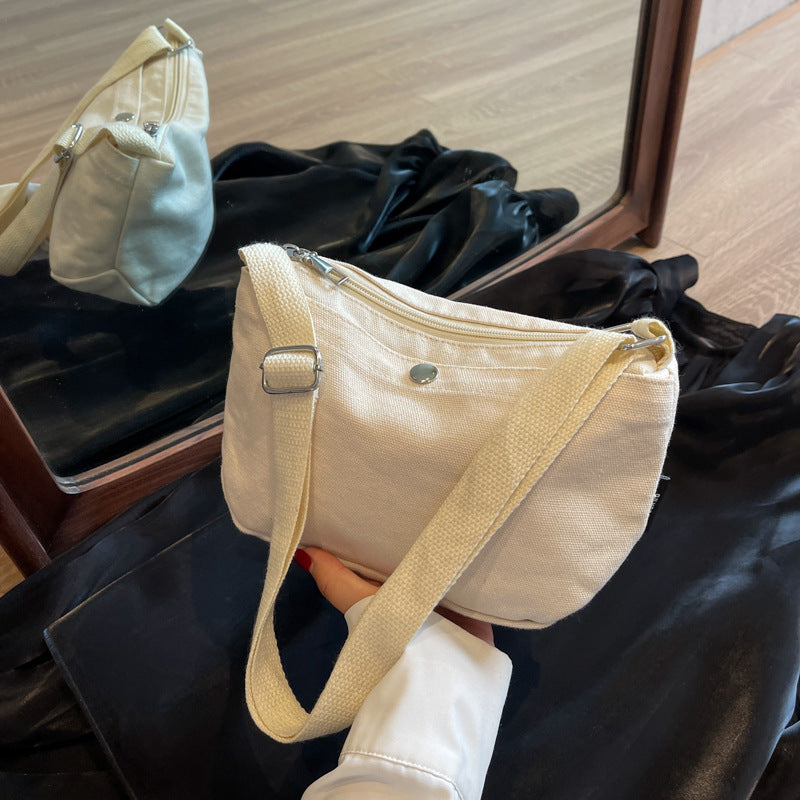 Canvas Mobile Simple Solid Color Cloth Women's Messenger Bag