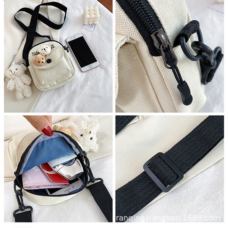 Women's Trendy Bear Canvas Simple Style Women's Messenger Bag