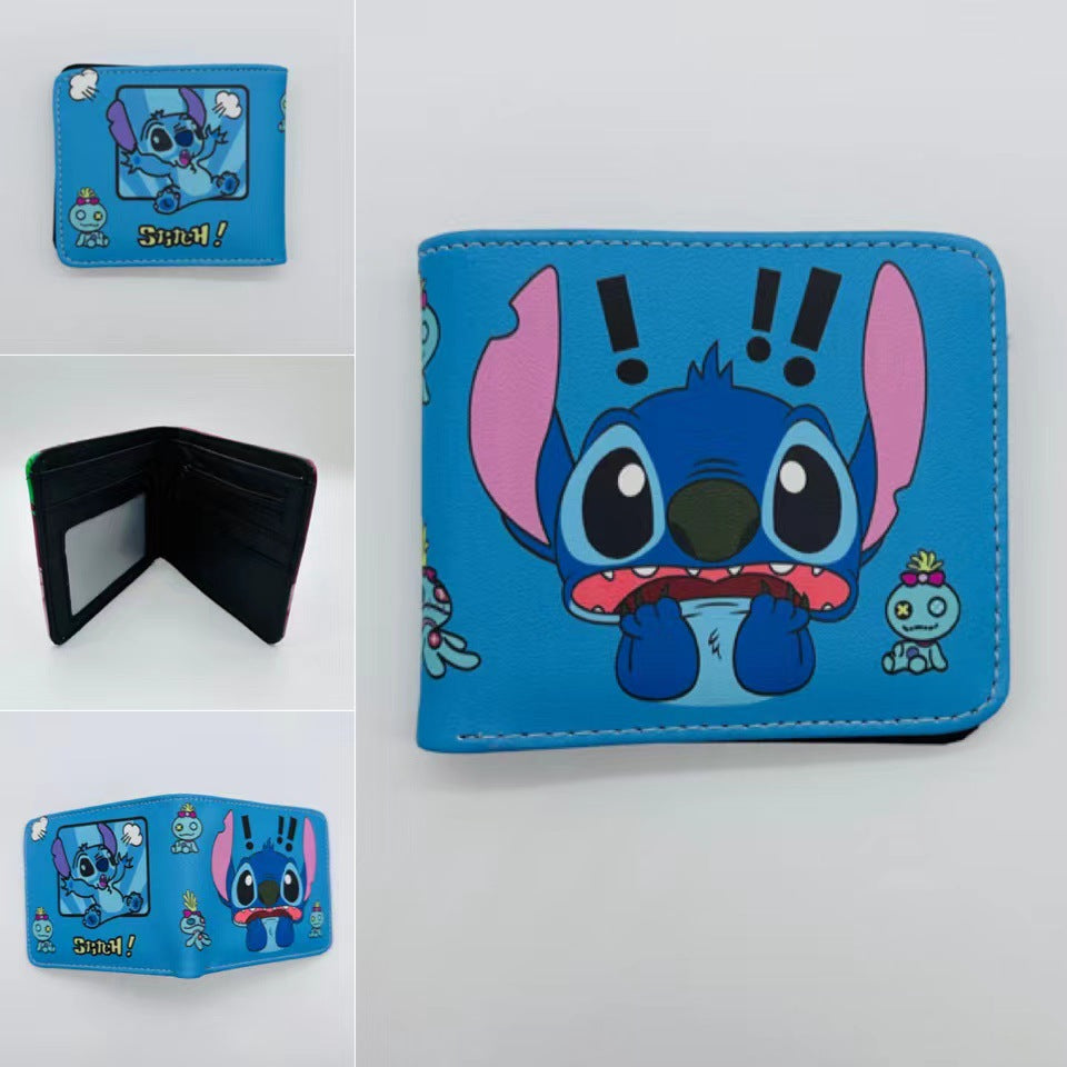 Cute Cartoon Stitch Short Anime Blue Long Ears Coin Purses