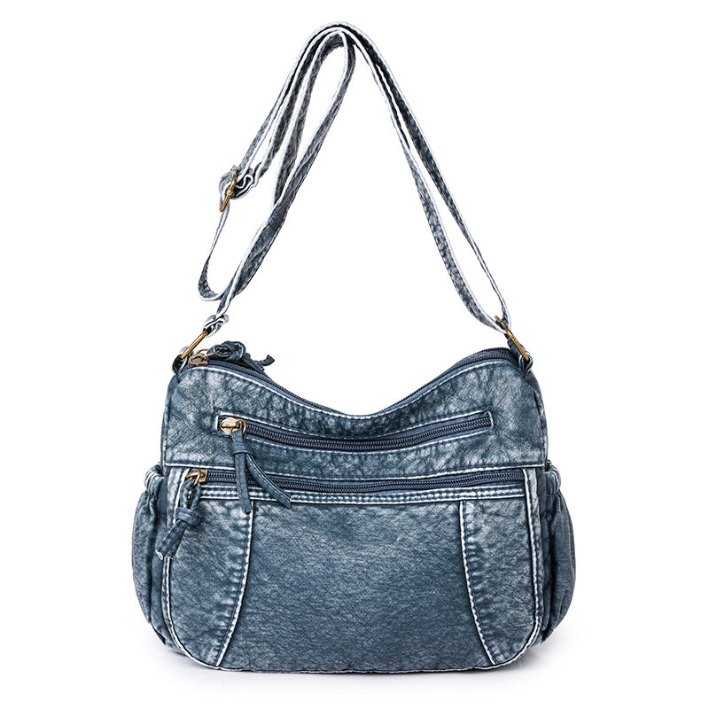 Women's Washed Leather Vintage Versatile Large Capacity Shoulder Bags
