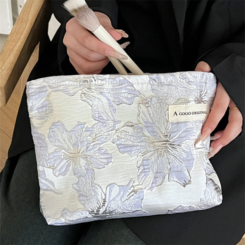 Jacquard Wrinkle Texture Large Capacity Portable Liner Skin Care Bags