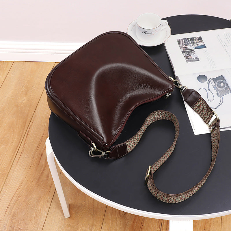 Women's Saddle Genuine Leather Versatile Large Capacity Women's Messenger Bag