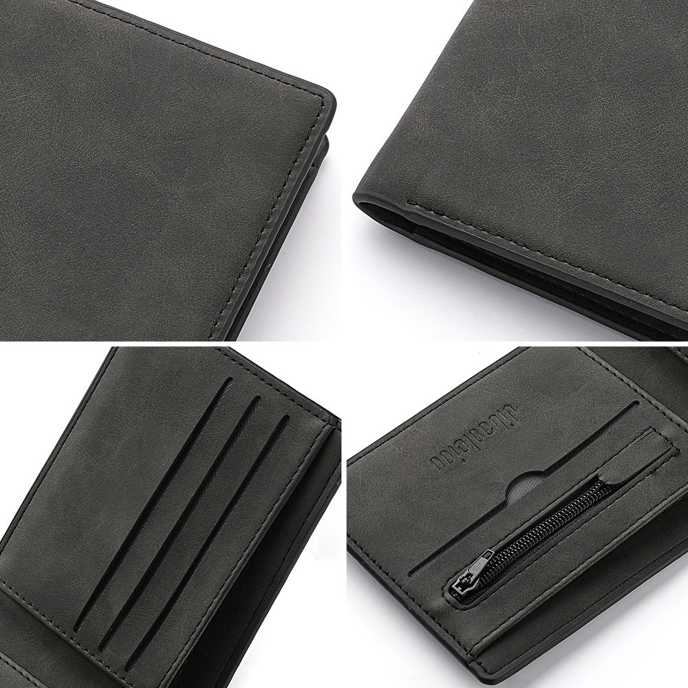 Men's Short Simple Zipper Soft Leather Lightweight Men's Wallets