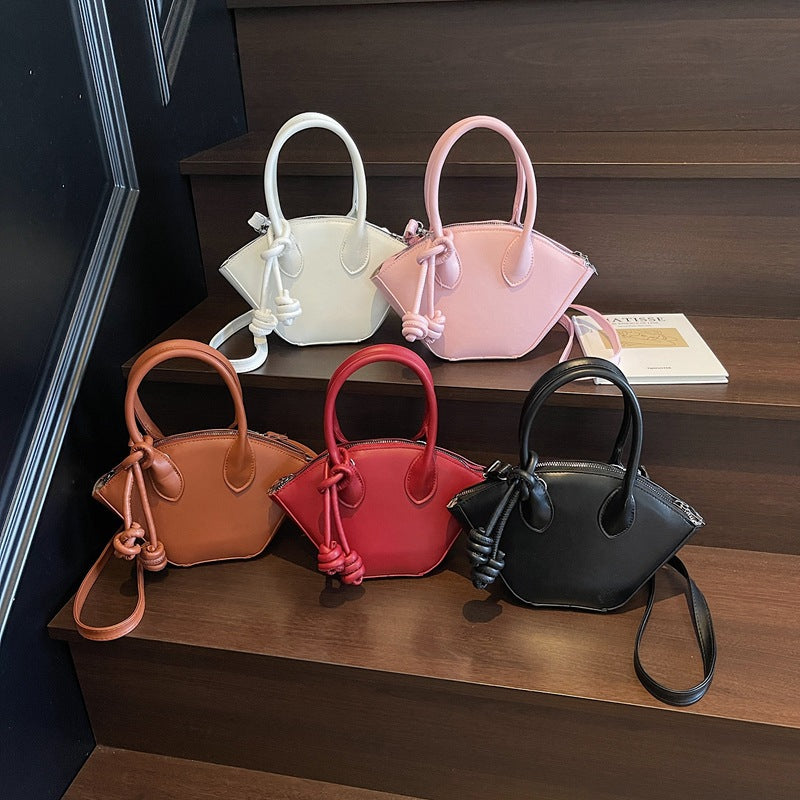 Women's Solid Color Fashion Textured Fresh Western Style Summer Portable Women's Shoulder Bag