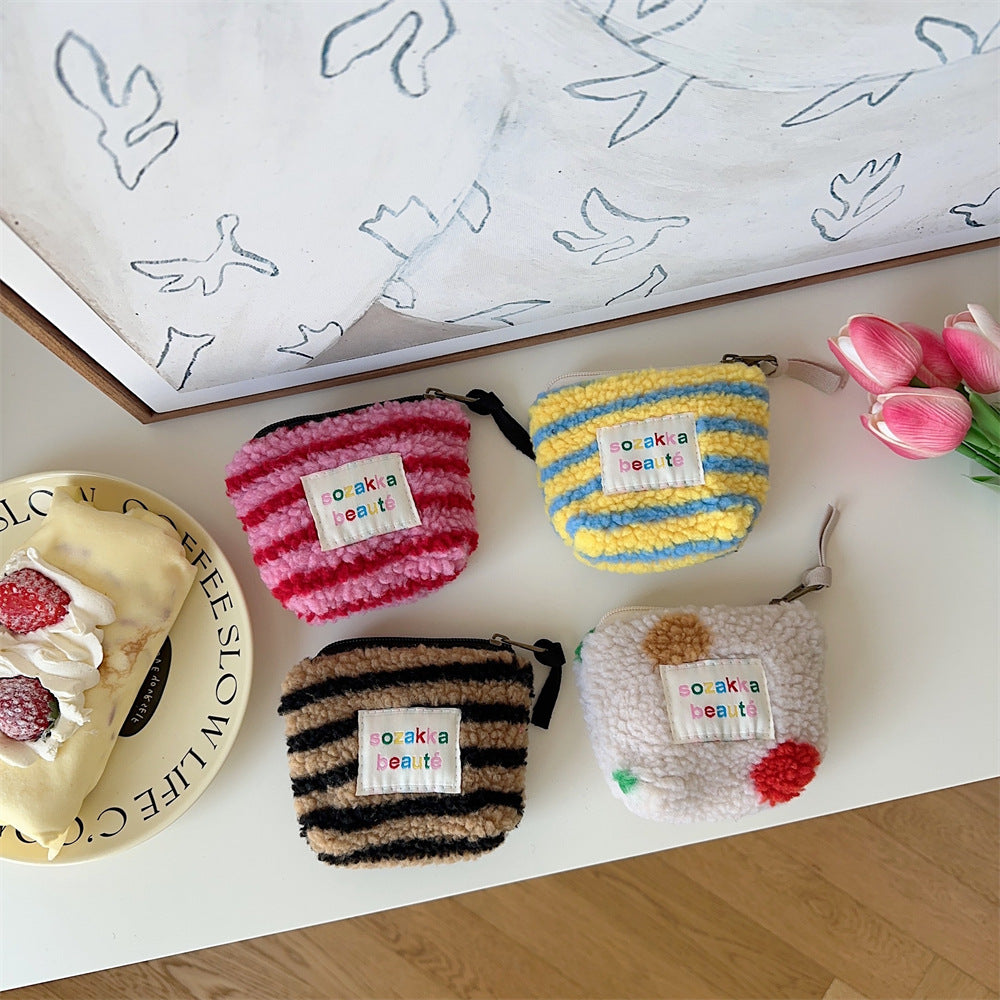 Women's Sized Plush Portable Liner High Cosmetic Bags