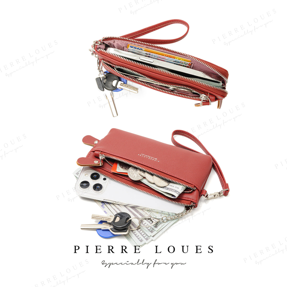 Women's Long High-grade Mobile Fashion Double Zipper Bags